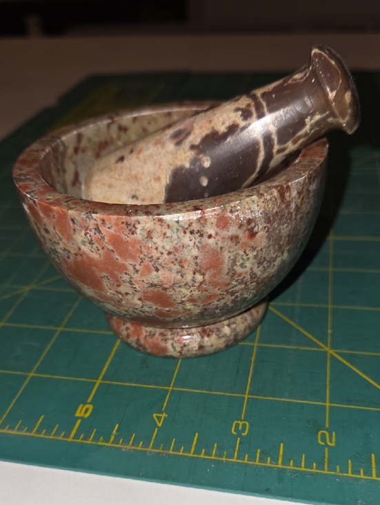 made in India Other - Polished Multicolor Stone Mortar & Pestle - Natural Brown and Cream
